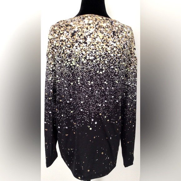 New! JFN Black and Gold Confetti Print Long-Sleeve Tee - S fits M *BUNDLE OFFER* - Picture 2 of 3